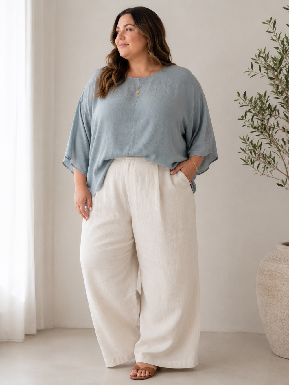Vintage PROTEST 100% Silk Crinkle Blouse 2X Coastal Minimalist Luxe Top